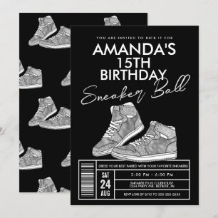 Invitation d'anniversaire Silver Sneaker Ball