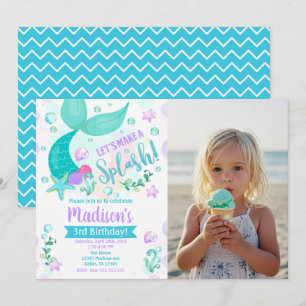 Invitation d'anniversaire sirène / Fête de piscine