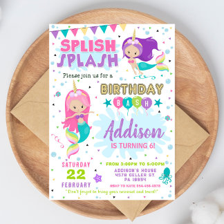 Invitation d'anniversaire Sirène Plouf Plouf Invit
