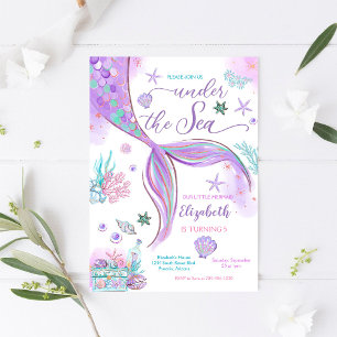 Invitation d'anniversaire Sirène sous la mer