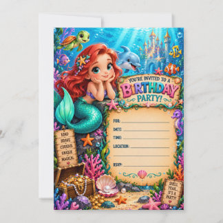 Invitation d'anniversaire Sirène | Tout âge