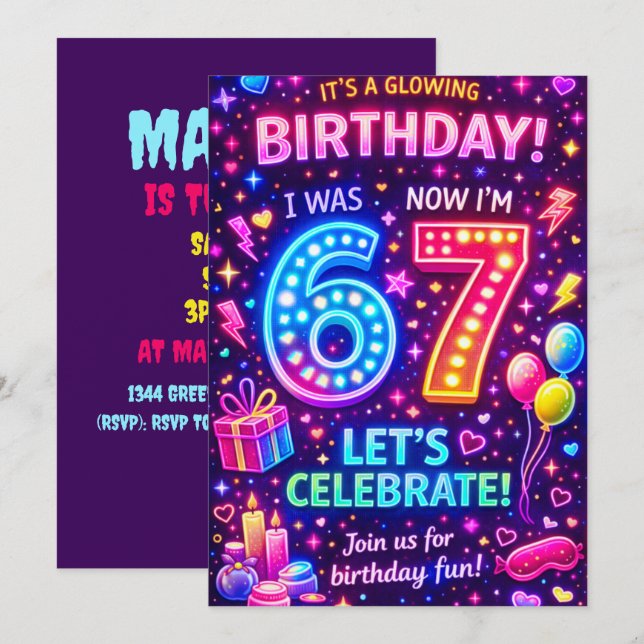 Invitation d'anniversaire Six Sept | J'avais 6 ans (Devant / Derrière)