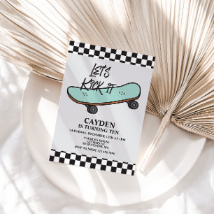 Invitation d'anniversaire Skateboard Let's Kick It