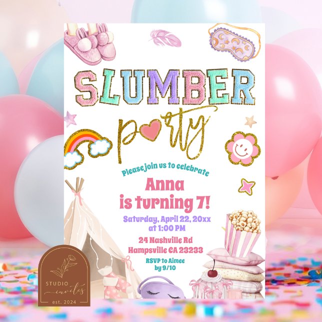 Invitation d'anniversaire Slumber Patch Party (Créateur téléchargé)