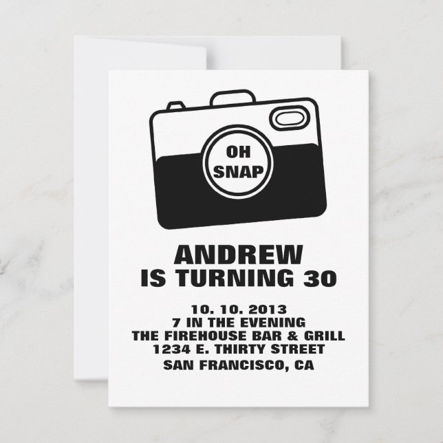 Invitation d'anniversaire SNAP. (Devant)