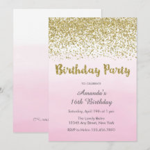 Invitation d'anniversaire Soft Rose et Gold
