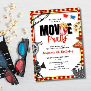Invitation d'anniversaire Soirée Cinéma, Fête de c