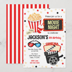 Invitation d'anniversaire soirée cinéma pour enfan