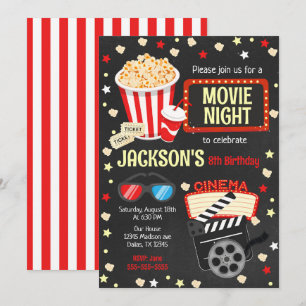 Invitation d'anniversaire soirée cinéma pour enfan