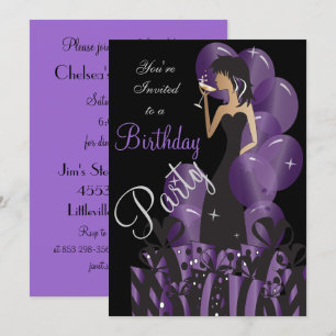 Invitation d'anniversaire, soirée de fille classiq