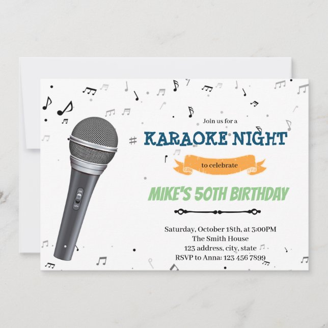 Invitation d'anniversaire soirée karaoké (Devant)
