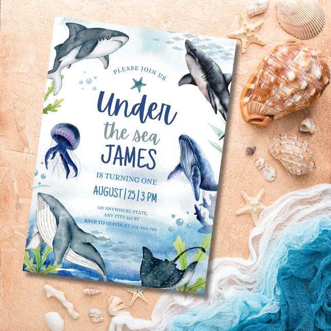 Invitation d'anniversaire sous la mer, Requin bale (Créateur téléchargé)