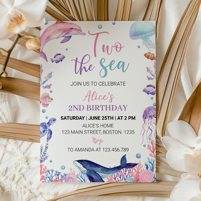 Invitation d'anniversaire sous la tortue de mer (Créateur téléchargé)