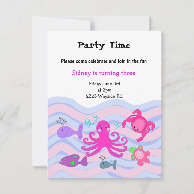 Invitation d'anniversaire sous les filles de la me (Devant)