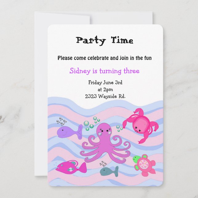 Invitation d'anniversaire sous les filles de la me (Devant)