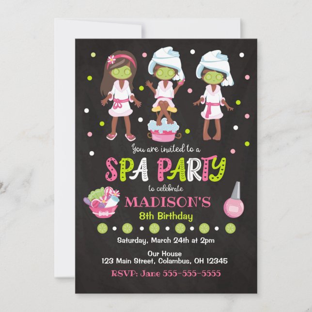 Invitation d'anniversaire spa (Devant)