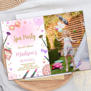 Invitation d'anniversaire spa avec photo