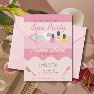 Invitation d'anniversaire Spa pour filles | Soins 