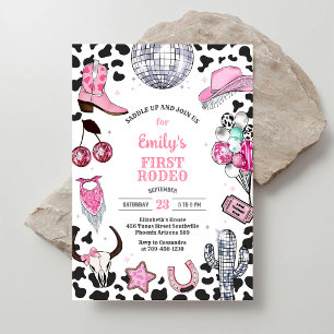 Invitation d'anniversaire Space Cowgirl Disco Rode