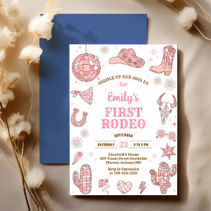 Invitation d'anniversaire Space Cowgirl Disco Rode