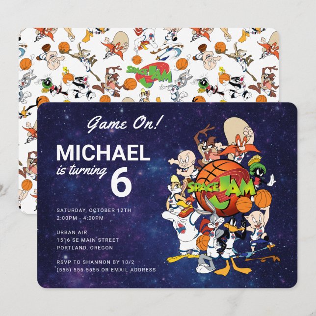 Invitation d'anniversaire SPACE JAM™ (Devant / Derrière)