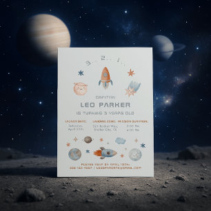 Invitation d'anniversaire spatial - Galaxy Rocket