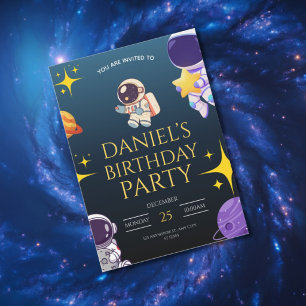 Invitation d'anniversaire spatiale pour enfants,