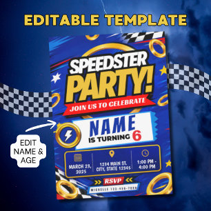 Invitation d'anniversaire Speedster Racing