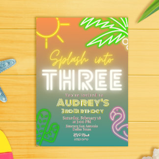 Invitation d'anniversaire Splash into Three 3rd