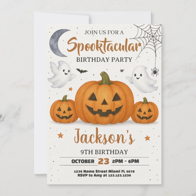 Invitation d'anniversaire Spooktacular (Devant)