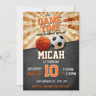 Invitation d'anniversaire sport basket-ball de foo