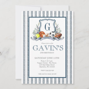 Invitation d'anniversaire Sports Crest