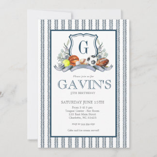Invitation d'anniversaire Sports Crest