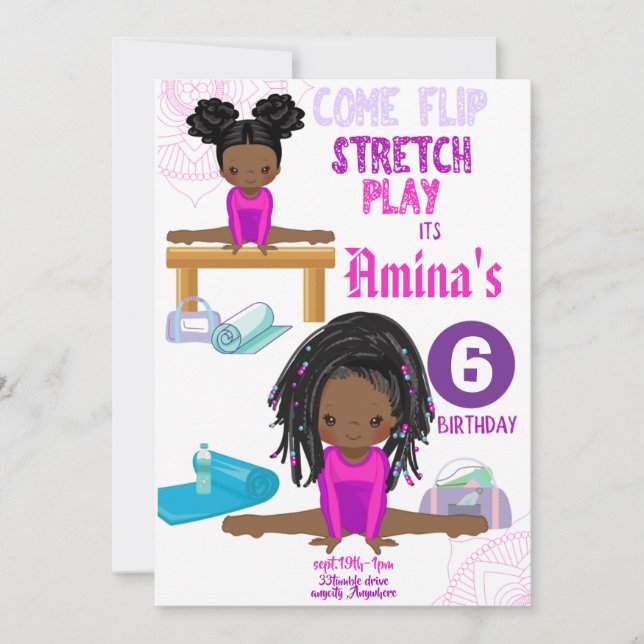 Invitation d'anniversaire Stretch & Play (Devant)