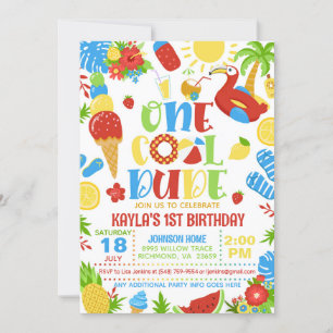 Invitation d'anniversaire Summer One Cool Dude 1st