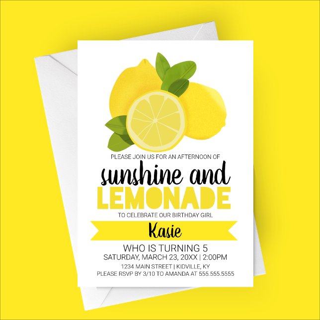Invitation d'anniversaire Sunshine and Lemonade (Sunshine and Lemonade | Citrus Fruit | Child's Summer Birthday Party Invitation)