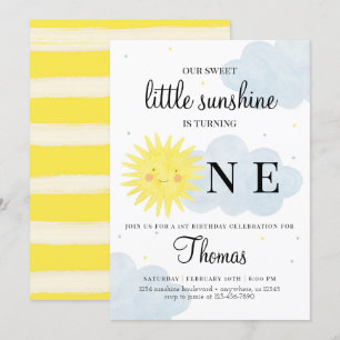 Invitation d'anniversaire Sunshine pour garçon ou 