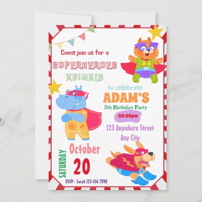 Invitation d'anniversaire Superhero (Devant)
