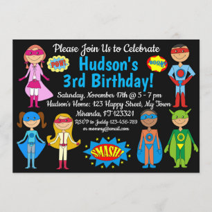 Invitation d'anniversaire Superhero