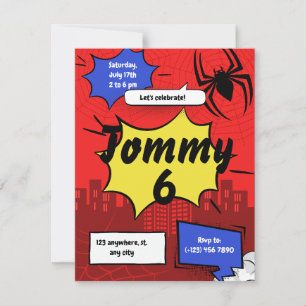 Invitation d'anniversaire Superhero Spider pour en