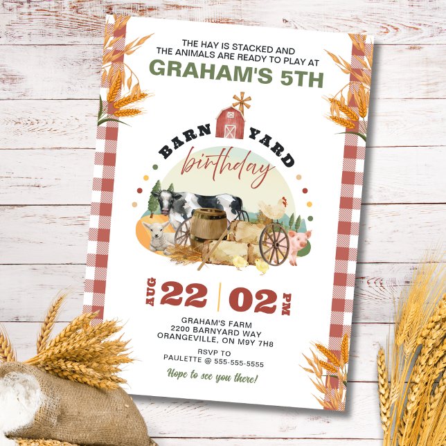 Invitation d'anniversaire sur le thème de la ferme (Farm Theme Invitation)