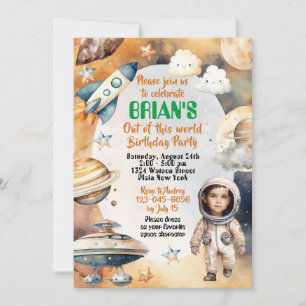 Invitation d'anniversaire sur le thème de l'espace
