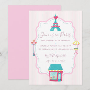 Invitation d'anniversaire sur le thème de Paris ro