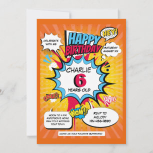 Invitation d'anniversaire sur le thème de Super-hé