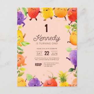Invitation d'anniversaire sur le thème des fruits