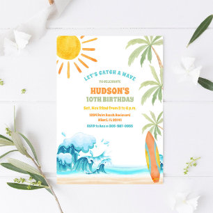 Invitation d'anniversaire Surf sur la plage