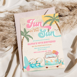 Invitation d'anniversaire Surf Tropical