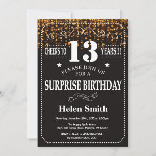 Invitation d'anniversaire surprise 13 ans avec pai