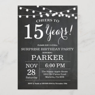 Invitation d'anniversaire surprise 15 ans tableau