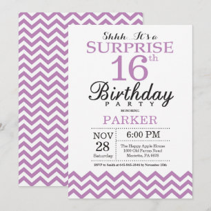 Invitation d'anniversaire surprise 16 ans Chevron 